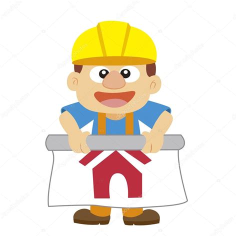 Ilustración Vectorial De Un Constructor En Casco Amarillo Vector