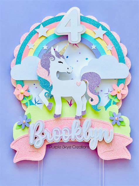 Rainbow Unicorn Cake Topper Unicorn Cake Topper Unicorn And Etsy