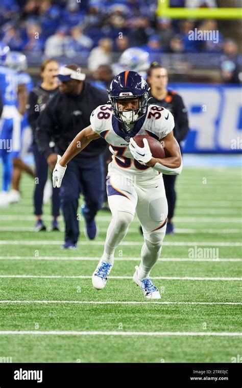 Denver Broncos Running Back Jaleel Mclaughlin Runs The Ball During