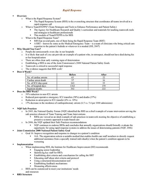 Rapid Response Notes Na Rapid Response Overview O What Is The