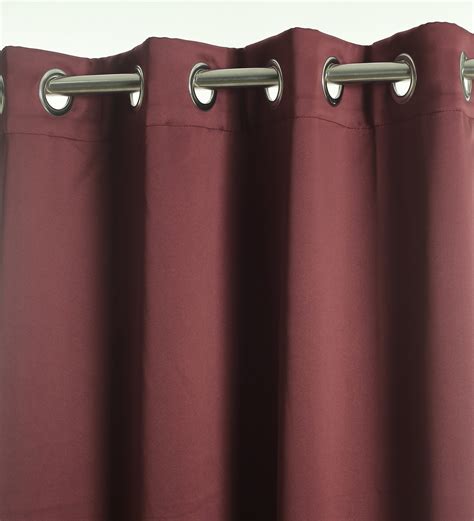 Buy Wine Solid Polyester Ft Blackout Eyelet Door Curtain By Top