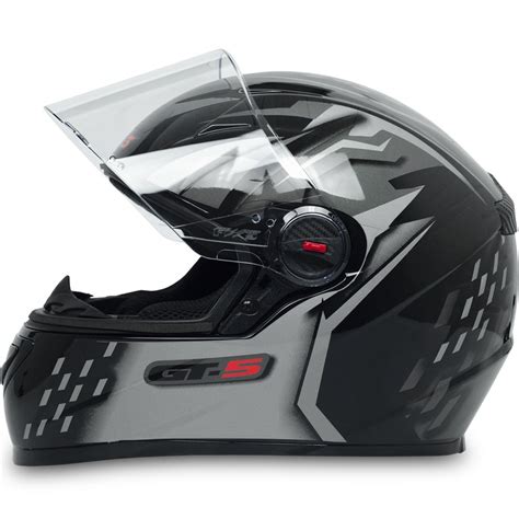 Capacete Fw Gt Moto C Narigueira Viseira Cristal Fechado Preto