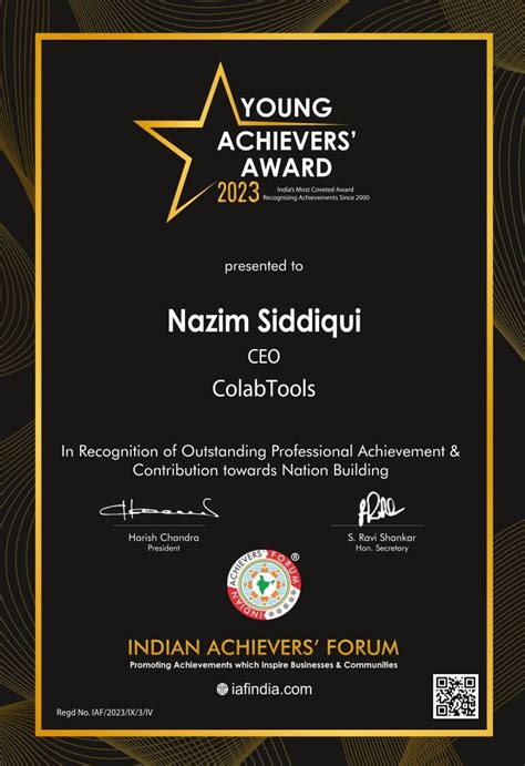 Mr. Nazim Siddiqui - Winner of Indian Achievers' Award 2022-23