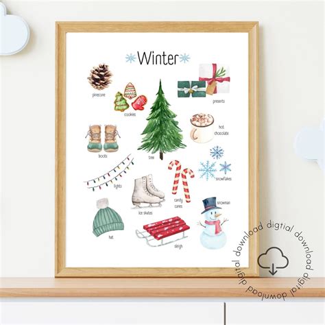 Winter Wandkunst Zum Ausdrucken Jahreszeiten Printable Winter Einheit