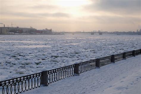 View of the Winter Neva River Stock Photo - Image of saint, russian ...