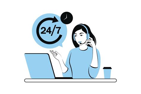 Service 24 7 Concept Call Center Support Vector Illustration Flat