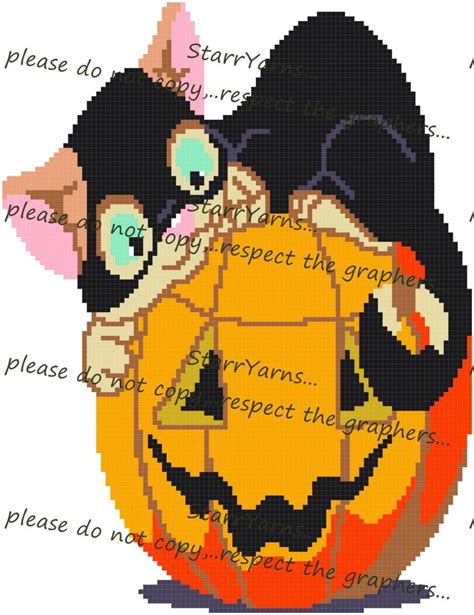 Halloween Black Cat Crochet Graph Pattern Etsy Black Cat Halloween