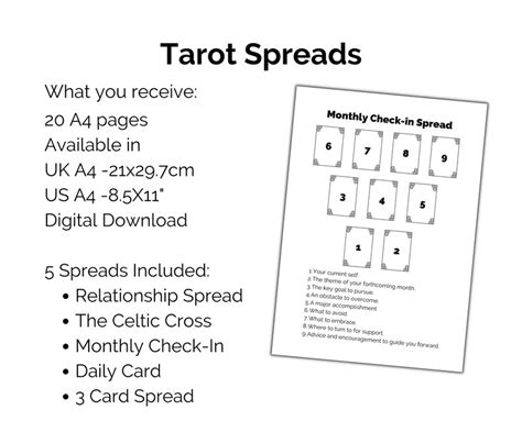 Tarot Spreads Printable Work Sheets 6 Blank And Guided Tarot Etsy UK