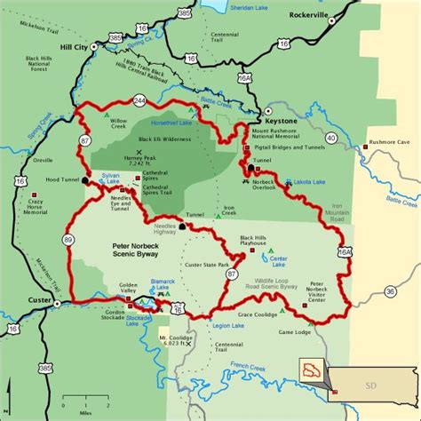 South Dakota Scenic Drives Map - Map Of Montana