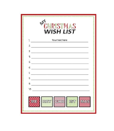 43 Printable Christmas Wish List Templates And Ideas Templatearchive