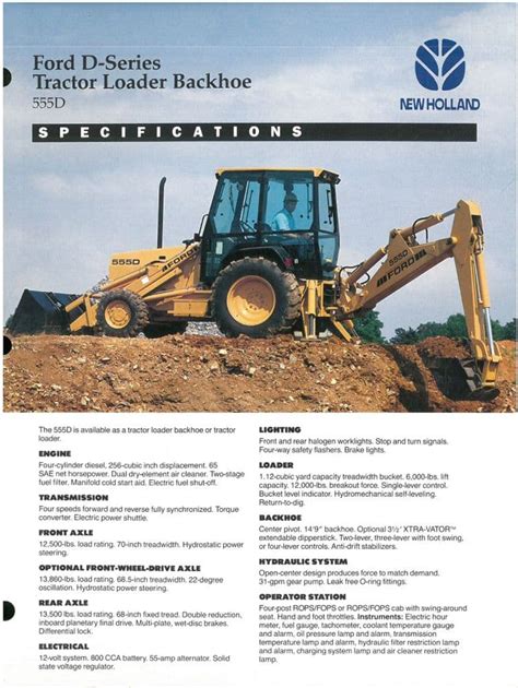 Ford New Holland Loader Backhoes D Series 555d Brochure