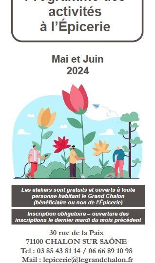 Programme des activités à lÉpicerie Mai Juin 2024 Le Grand Chalon