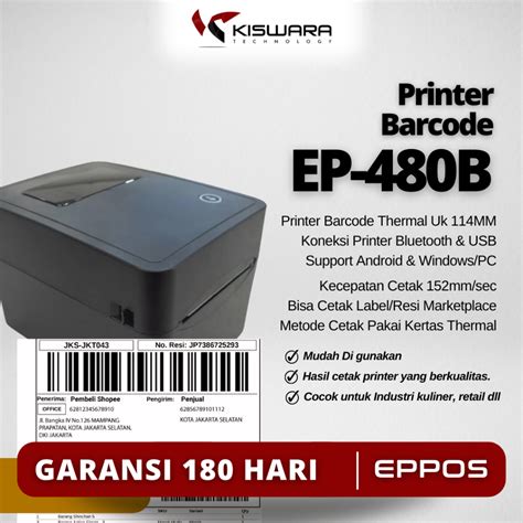 Jual Printer Barcode Resi Marketplace Thermal Eppos Ep B Black Usb