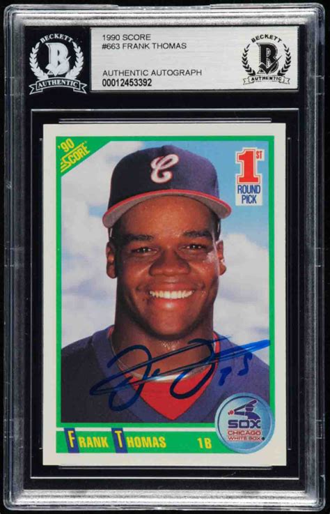 Frank Thomas Signed 1990 Score 663 Rc Bgs Encapsulated Pristine