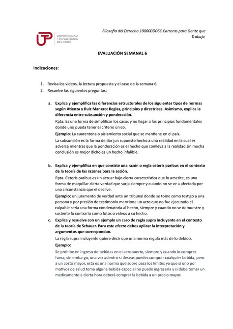 U S Evaluaci N Semanal Trabajo De La Semana Trabajo