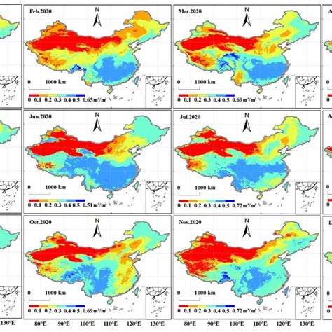Spatial distribution of simulated soil moisture in 2020. Spatial ...