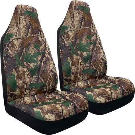 Toyoun Camo Universal Front Car Seat Covers Waterproof Highback Bucket Seat Cover Realistic