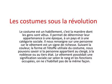 Ppt Les Costumes Sous La R Volution Powerpoint Presentation Free