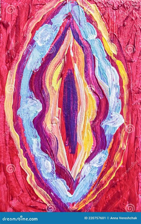 Yoni Acrylic Intuitive Painting. Women`s Sacred Symbol Stock ...