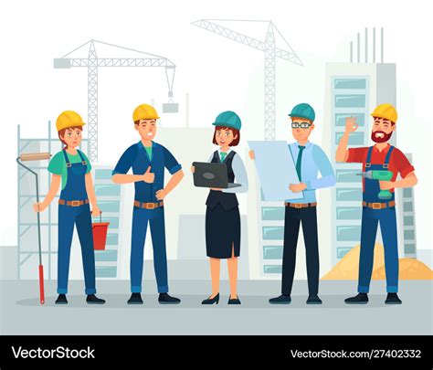 Construction Team Engineering And Constructions Vector Image