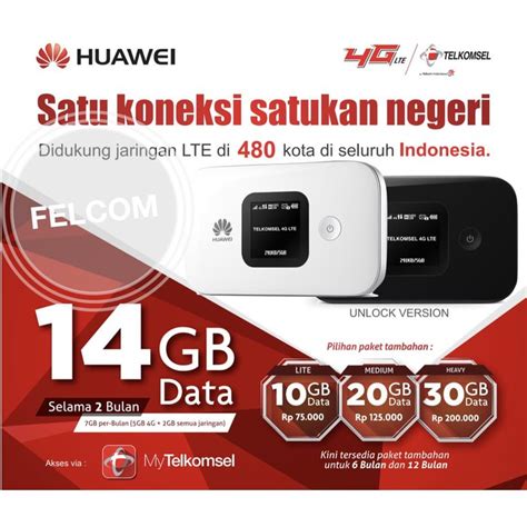 Jual Modem Wifi 4G Huawei E5577 With Display Free Tsel 14GB 60 Hari