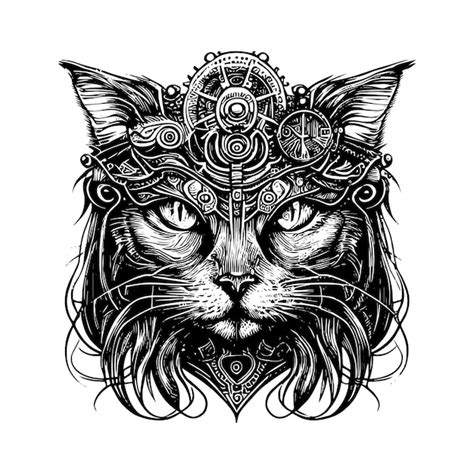 Premium Vector Steampunk Longhair Cat Logo Is A Unique And Charming