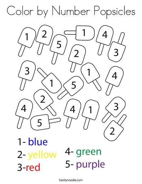 Color By Number Popsicles Coloring Page Twisty Noodle