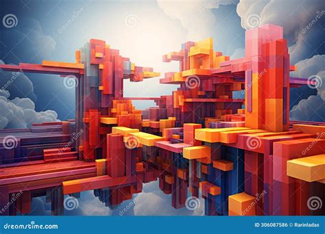 3d Abstract Structure Geometric Shapes Vibrant Colors For Modern