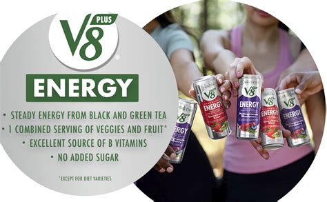 V8 Energy Pomegranate Blueberry Energy Drink Made With Real Vegetable And Fruit