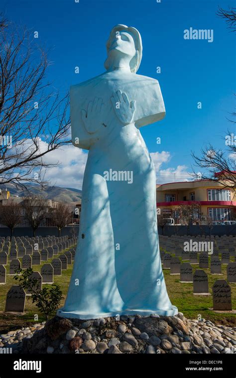 Statue, Halabja cemetery, Halabja, Iraqi Kurdistan, Iraq Stock Photo ...