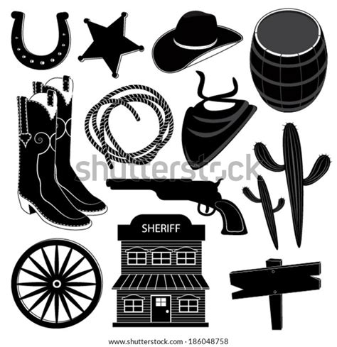 Wild West Icons Set Cowboy Stock Vector Royalty Free 186048758