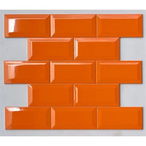 Orange Bevelled Subway Tile 4 Inch 8 Inch