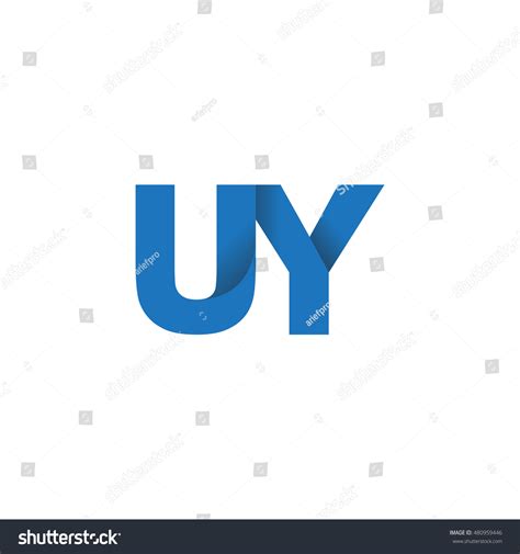 Initial Letters UY Overlapping Fold Logo Blue Royalty Free Stock