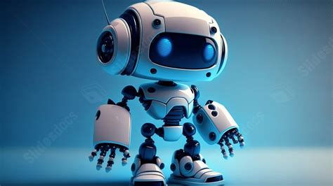 Robot White Q Version Robot Blue Light Powerpoint Background For Free ...