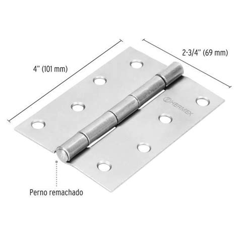 Bisagra Rectangular De Acero Pulido X Cabeza Media Bola