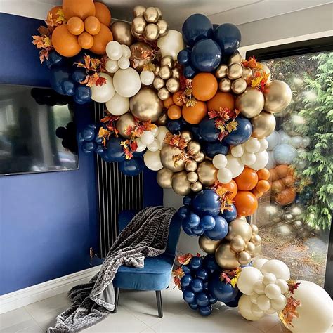 Buy Fall Balloons Garland Arch Kit Navy Blue Metallic Gold Orange