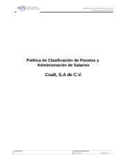 política de administración de salarios docx Política de clasificación