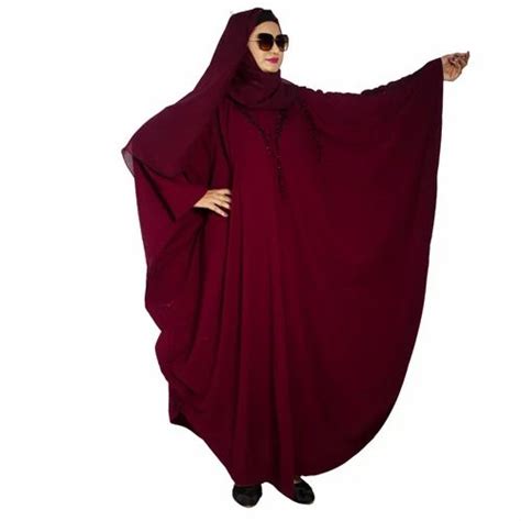 Burqa Women Modest City Casual Wear Plain Crepe Farasha Size Free