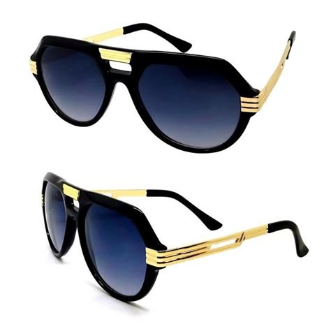 Lunettes Soleil Homme Femme Streetwear Luxe Pilote Aviator Gold Or