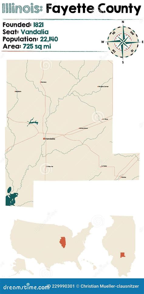 Map of Fayette County in Illinois Stock Vector - Illustration of ...