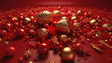 Red Ornaments Background With Gold And Balls Backgrounds | JPG Free ...