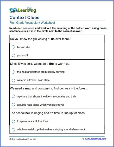 5th Grade Context Clues Worksheets