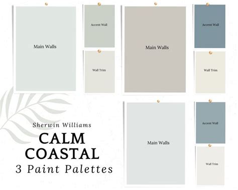 Calm Coastal Paint Color Palette Sherwin Williams Color Etsy Japandi