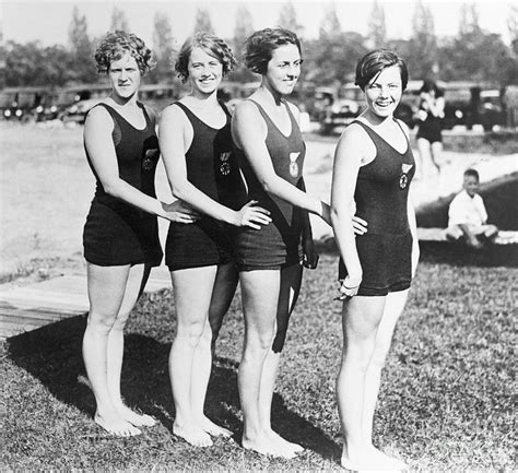 Women Swim Team Posing Together by Bettmann