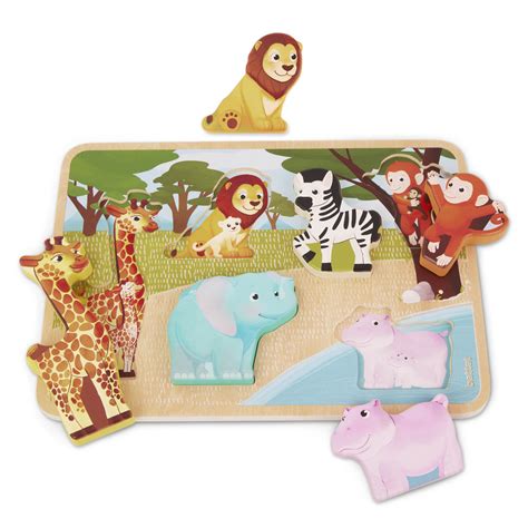 Puzzle Pals – Chunky Animals | Wooden Animal Puzzle | Battat