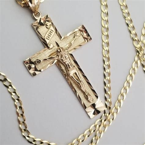 14k Real Solid Gold Crucifix Etsy