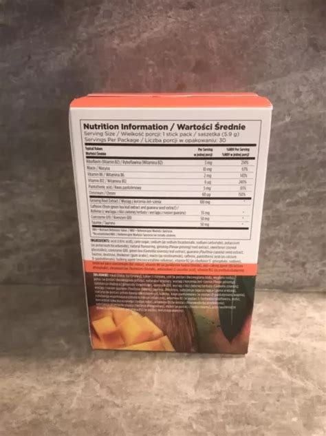 Arbonne Energy Fizz Sticks Mango Peach X Vegan Guarana Gf Bbe