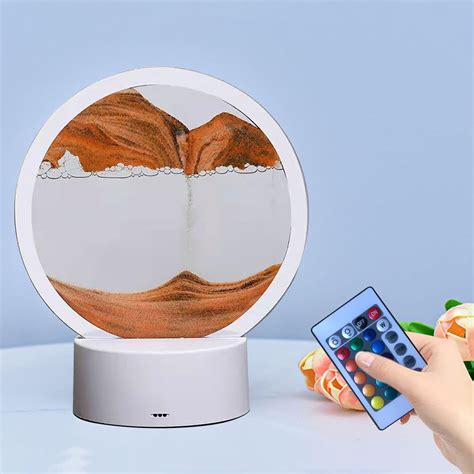 3D Moving Sand Art Table Lamp Hourglass Decoration Changing Sand Liquid