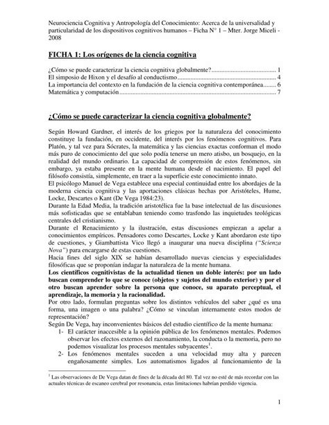 Pdf Ficha 1 Los Orígenes De La Ciencia Cognitiva ¿cómo Se Puede Dokumentips