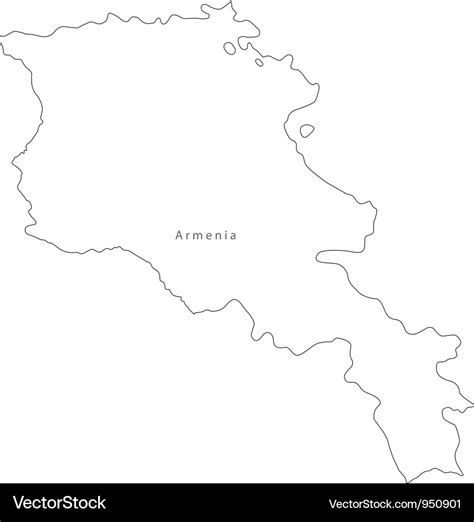 Black White Armenia Outline Map Royalty Free Vector Image